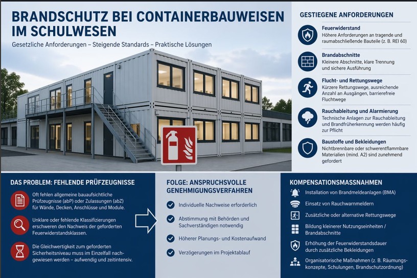 Containerbauweisen im Schulwesen – Brandschutz im Fokus steigender Anforderungen